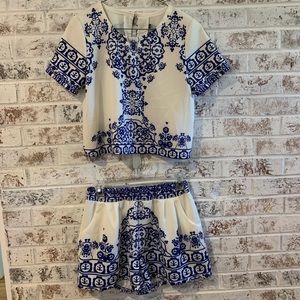 Adorable blue and white matching set